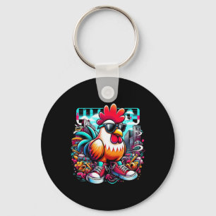 Grappige Kip Cool Graffiti Urn Kunst Straat  Sleutelhanger