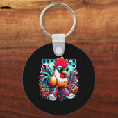 Grappige Kip Cool Graffiti Urn Kunst Straat  Sleutelhanger (Voorkant)