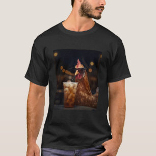 Grappige Kip Cool Kip Met Ijs-Thee Boerderij Cadea T-shirt