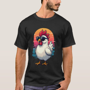 Grappige kip cool met zonnebril kippenboer t-shirt