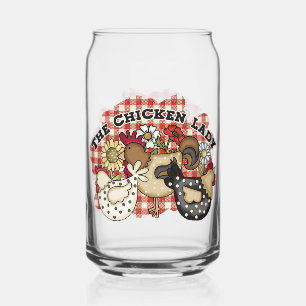 Grappige kip dame boerderij blikvorm glas