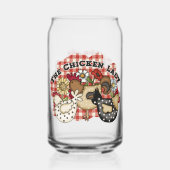Grappige kip dame boerderij blikvorm glas (Achterkant)