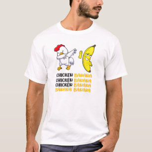 Grappige kip die dabt en banaan graphics t-shirt