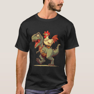 Grappige kip die op een dinosaurus rijdt grafisch t-shirt