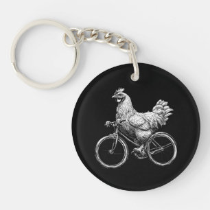 Grappige Kip Die op Fiets Rijdt Wielrenner Schatti Sleutelhanger