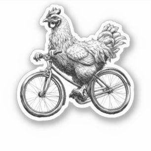 Grappige Kip Die op Fiets Rijdt Wielrenner Schatti Sticker