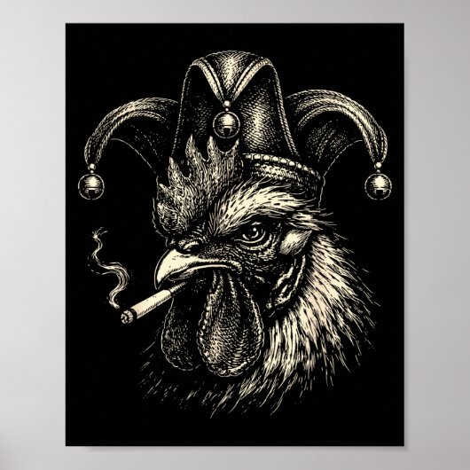 Grappige kip die sigaret rookt meme haan grap poster (Voorkant)