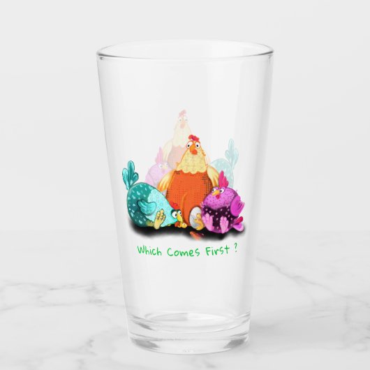 Grappige kip en ei glas - aangepaste tekst (Voorkant)