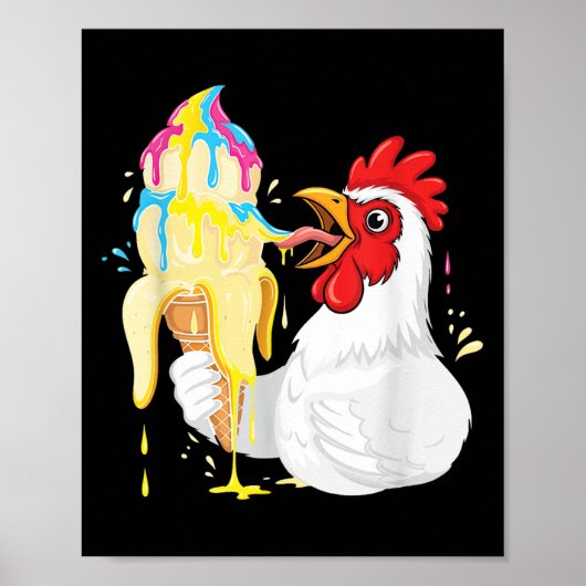 Grappige kip eten banaan ijs druipen auto poster (Voorkant)