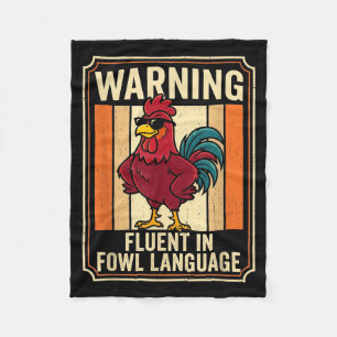 Grappige Kip Haan Humor Waarschuwing Vloeiend In P Fleece Deken