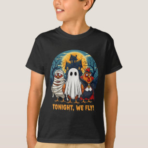 Grappige kip Halloween kostuum vanavond vliegen we T-shirt