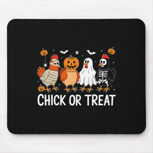 Grappige Kip Halloween Pompoen Kuiken Of Behandeli Muismat (Voorkant)
