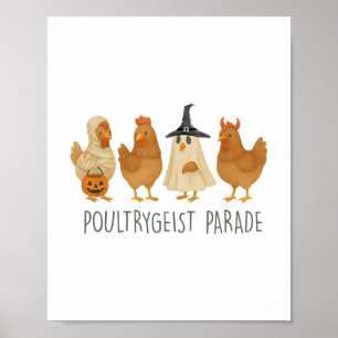Grappige kip Halloween, Spooky kip Poultrygei Poster