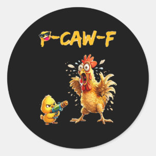Grappige Kip Humor Quote Haan Meme Kraai F Voor M Ronde Sticker