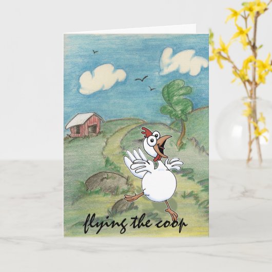 grappige kip kaart (Gele Bloem)