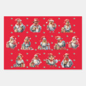 Grappige Kip Kerst Vakantie Shoppers 3-kleur Inpakpapier Vel (Voorkant 3)