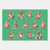 Grappige Kip Kerst Vakantie Shoppers 3-kleur Inpakpapier Vel (Voorkant 2)