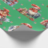 Grappige Kip Kerst Vakantie Shoppers Groen Cadeaupapier (Hoek)