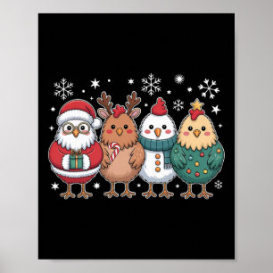 Grappige Kip Kerstboom Kerstman Kerst Kip Poster
