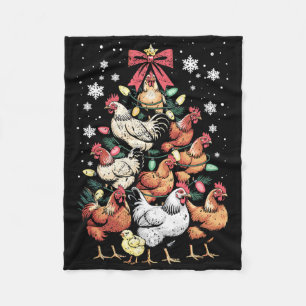 Grappige Kip Kerstboom Pluimvee Boerderij Dier L Fleece Deken