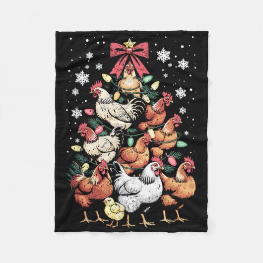 Grappige Kip Kerstboom Pluimvee Boerderij Dier L Fleece Deken (Voorkant)
