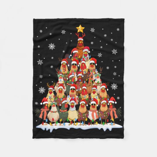 Grappige kip kerstboom pyjama Kerstmis mannen vrou Fleece Deken (Voorkant)