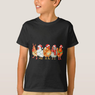 Grappige kip kerstlichtjes boerderij dier xmas t-shirt