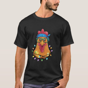 Grappige Kip Kerstman Hoed Lichten Glazen G T-shirt