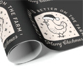 Grappige kip Kerstmis boerderij speelse zwarte Cadeaupapier (Rol Hoek)