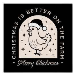 Grappige kip Kerstmis boerderij woordgrapjes whims Perfect Poster