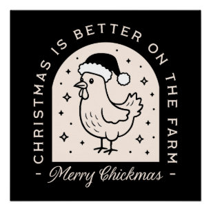 Grappige kip Kerstmis boerderij woordgrapjes whims Perfect Poster