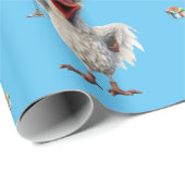 Grappige Kip Kerstmis Vakantie Wijn Party Blauw Cadeaupapier (Rol Hoek)