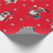 Grappige Kip Kerstmis Vakantie Wijn Party Rood Cadeaupapier (Hoek)