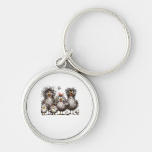 Grappige Kip Klassieke Retro Stijl Sleutelhanger