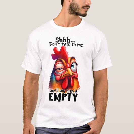 Grappige Kip Koffie Verslaafde T-shirt (Voorkant)