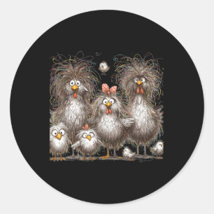 Grappige kip kunst gretig kleurrijk ronde sticker