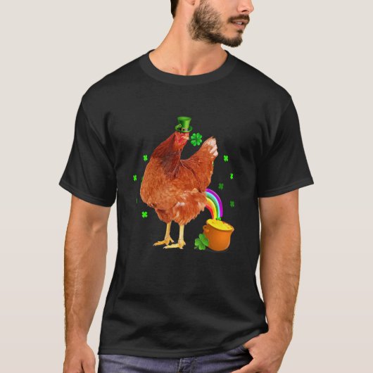 Grappige Kip Leprechaun Hoed St. Patrick's Dag Sha T-shirt (Voorkant)