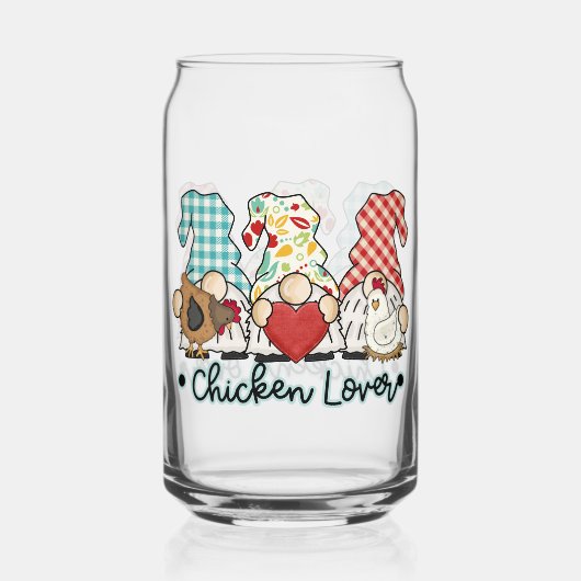 Grappige Kip liefhebber kabouters Blikvorm Glas (Voorkant)