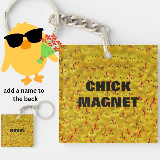Grappige KIP MAGNET Persoonlijke naam Geel Grapje Sleutelhanger
