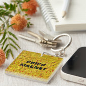 Grappige KIP MAGNET Persoonlijke naam Geel Grapje Sleutelhanger (Voorkant Rechts)