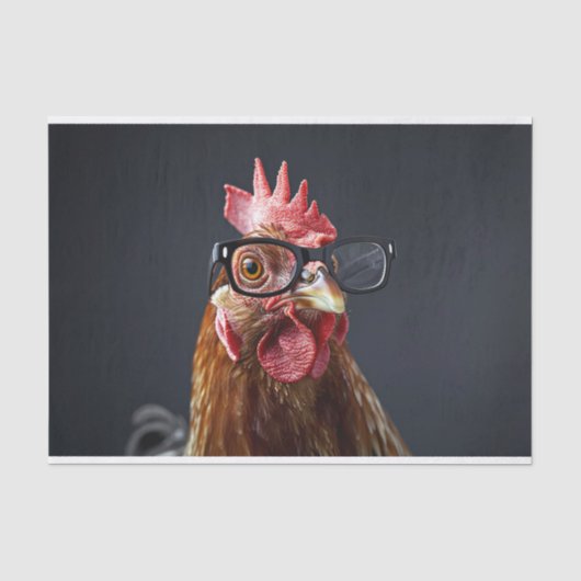 Grappige Kip met Bril Decoupage Tissuepapier (Voorkant)