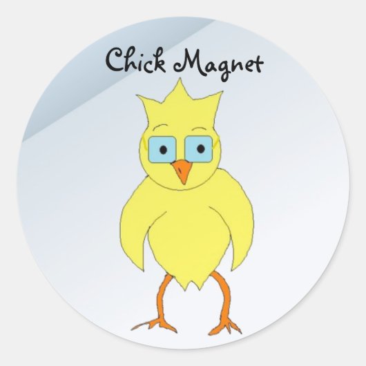 Grappige kip met bril ronde sticker (Voorkant)