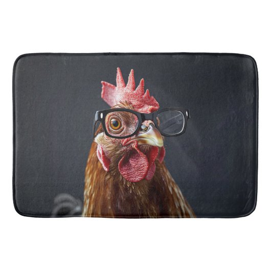 Grappige kip met een bril badmat (Voorkant)
