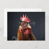 Grappige kip met een bril briefkaart (Voorkant / Achterkant)