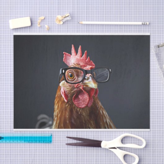 Grappige kip met een bril Decoupage Tissuepapier (Craft)