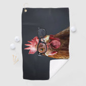 Grappige kip met een bril golfhanddoek (Insitu)