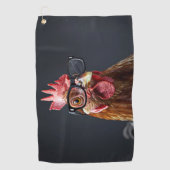 Grappige kip met een bril golfhanddoek (Voorkant)
