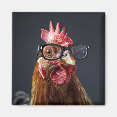 Grappige kip met een bril magneet (Voorkant)