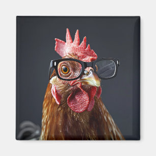 Grappige kip met een bril magneet