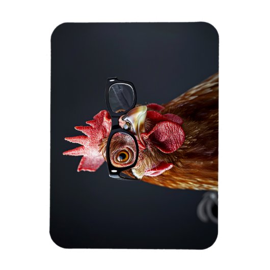 Grappige kip met een bril magneet (Verticaal)